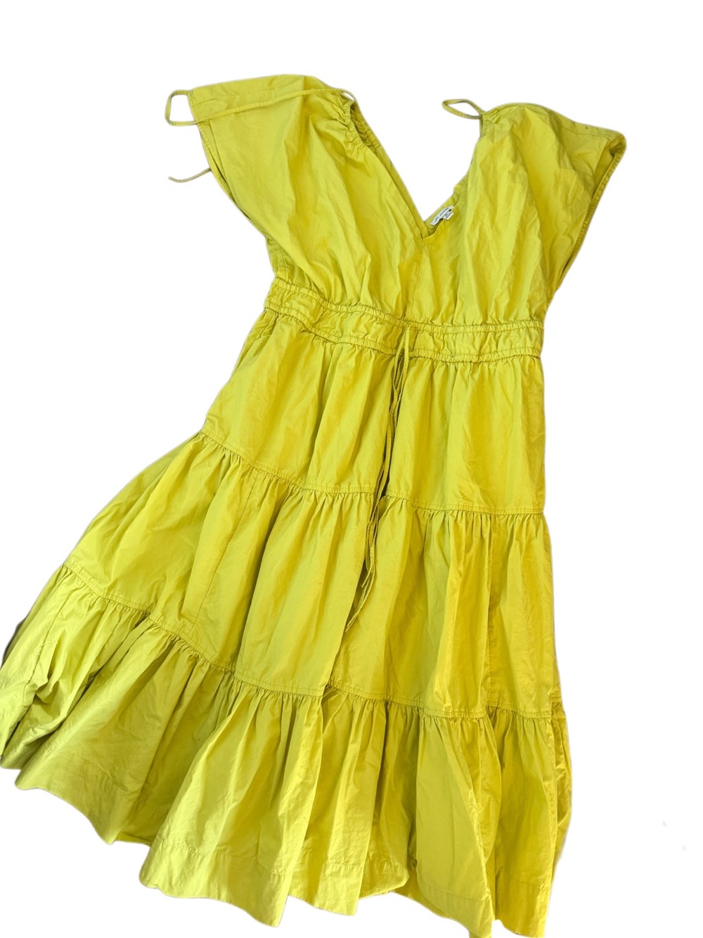 Free assembly plus size Neon yellow ruffled midi Tiered Summer Dress Sz 2XL